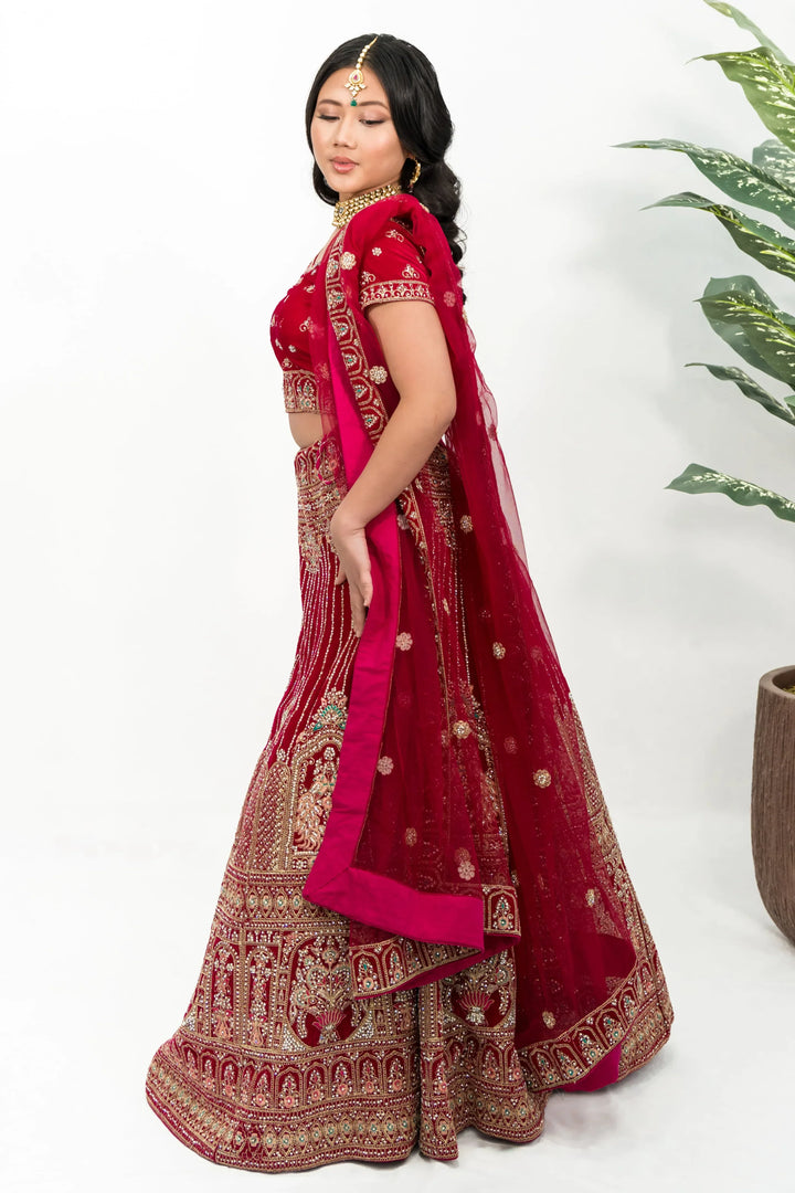 Magenta Heavy Embellished Lehenga - MyEthnikRentals