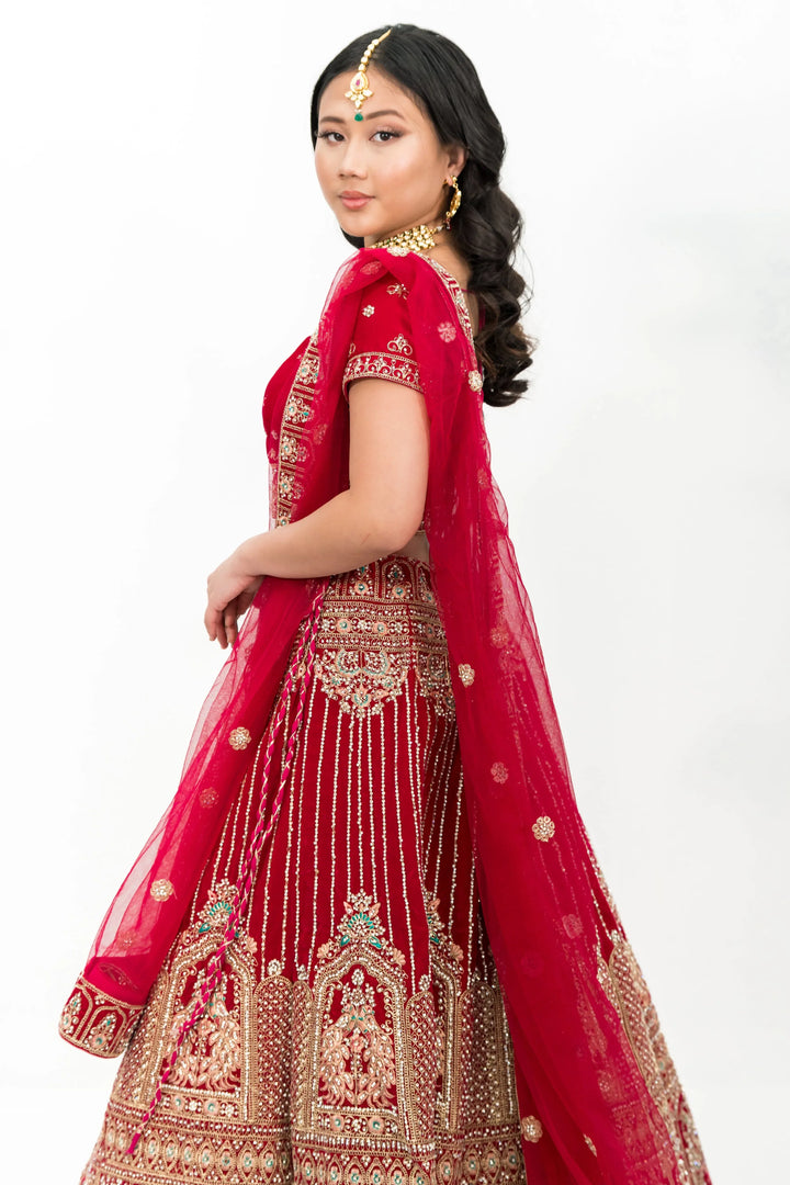 Magenta Heavy Embellished Lehenga - MyEthnikRentals