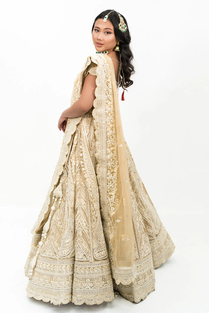 Ivory Heavy Embellished Lehenga - MyEthnikRentals