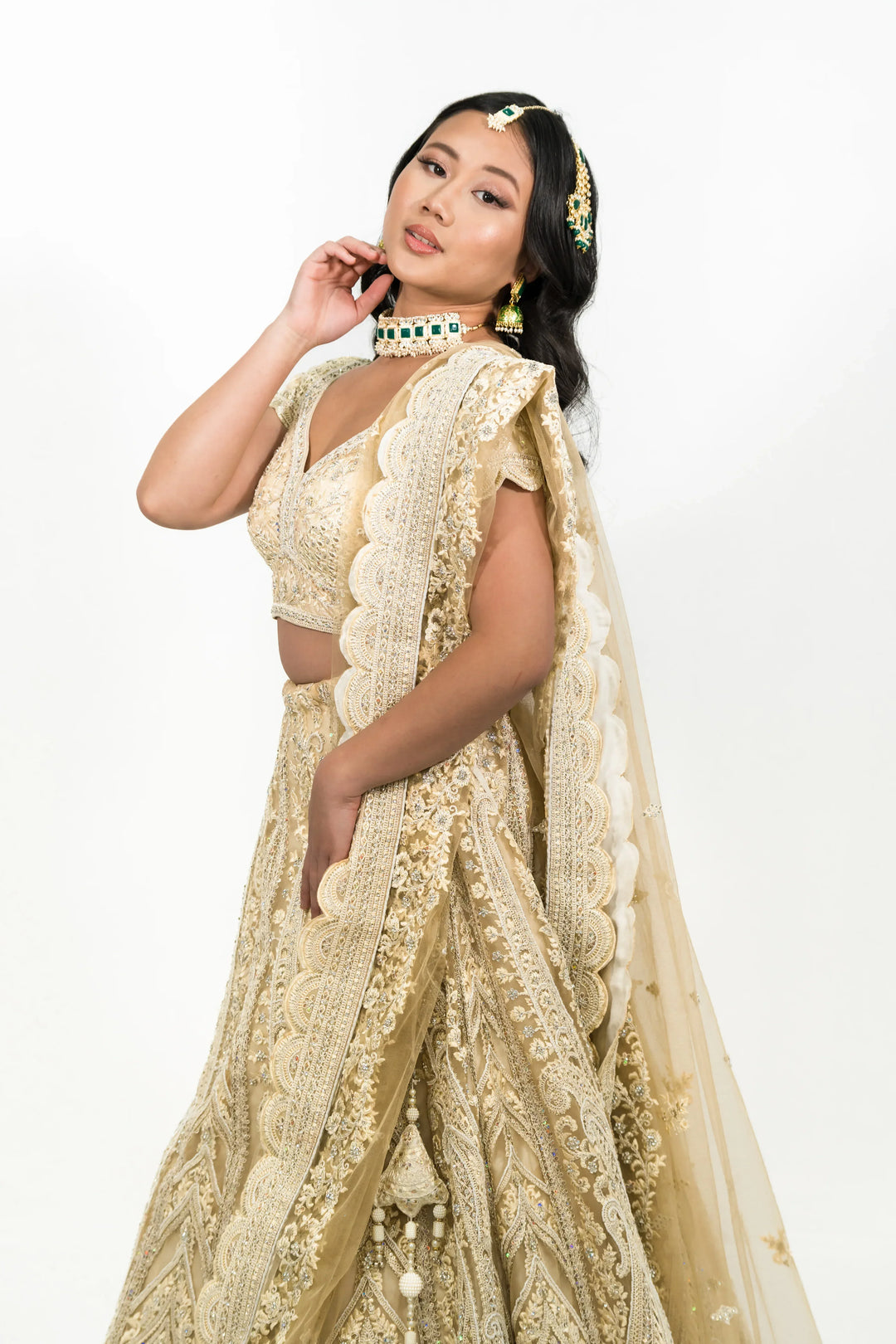 Ivory Heavy Embellished Lehenga - MyEthnikRentals