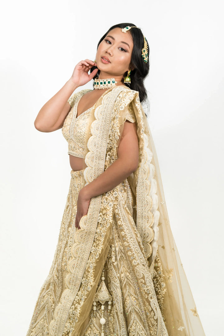 Ivory Heavy Embellished Lehenga - MyEthnikRentals