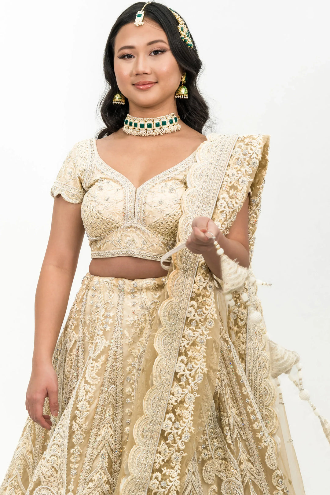 Ivory Heavy Embellished Lehenga - MyEthnikRentals