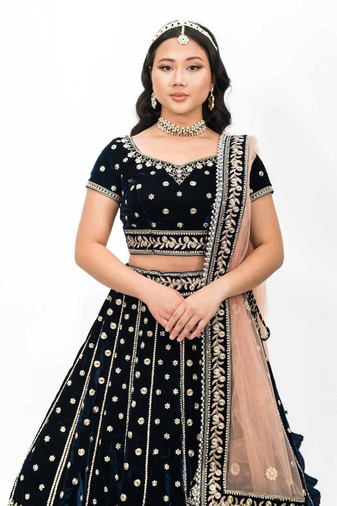 Royal Blue Nawabi Lehenga (Outside Ontario) - MyEthnikRentals