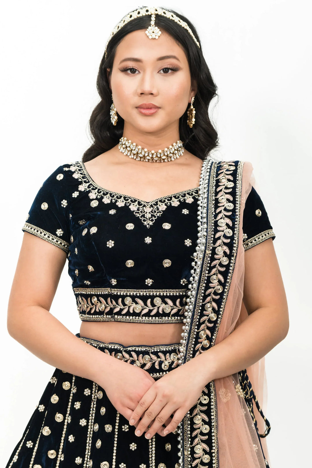 Royal Blue Nawabi Lehenga (Outside Ontario) - MyEthnikRentals