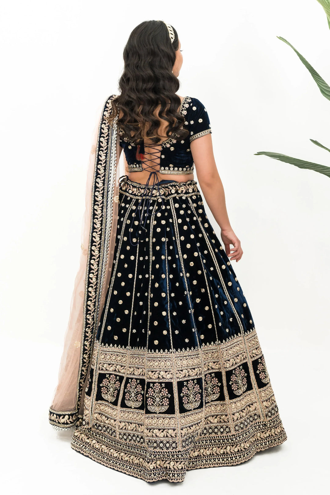 Royal Blue Nawabi Lehenga (Outside Ontario) - MyEthnikRentals