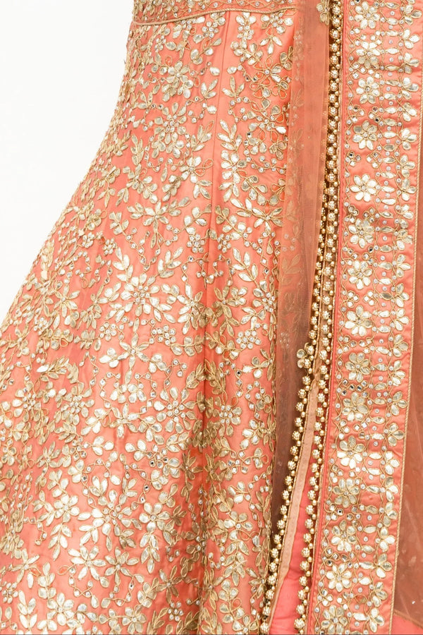 Peach Pink Gota Lehenga (Outside Ontario) - MyEthnikRentals