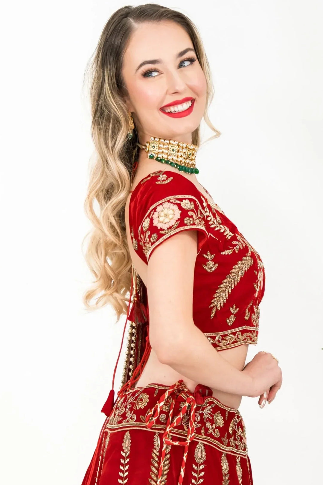 Maroon Heavy Embellished Lehenga (Outside Ontario) - MyEthnikRentals