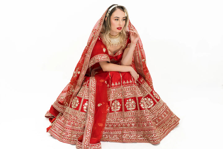 Shakha Pola Red Lehenga - MyEthnikRentals