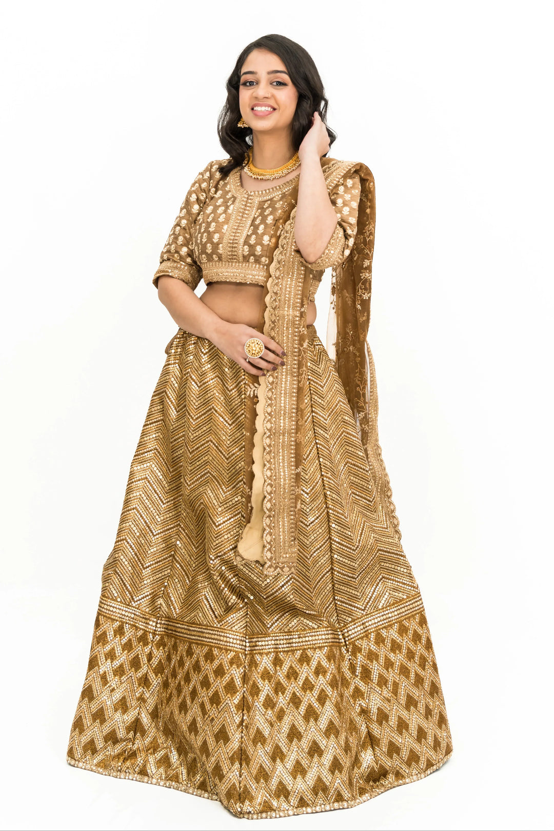 Glittery Shimmery Gold Lehenga - MyEthnikRentals
