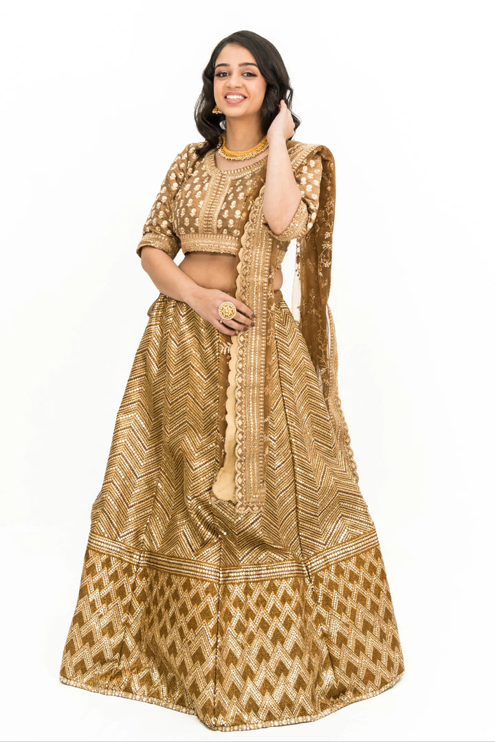 Glittery Shimmery Gold Lehenga - MyEthnikRentals