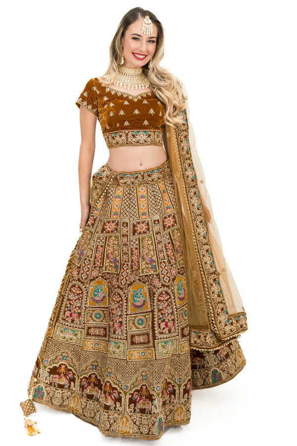 Gold Heavy Embellished Lehenga (Outside Ontario) - MyEthnikRentals
