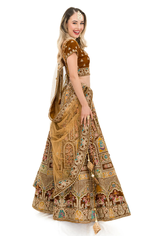 Gold Heavy Embellished Lehenga (Outside Ontario) - MyEthnikRentals