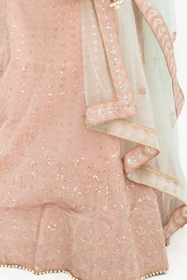 Blush pink lucknowavi work LEHENGA - MyEthnikRentals