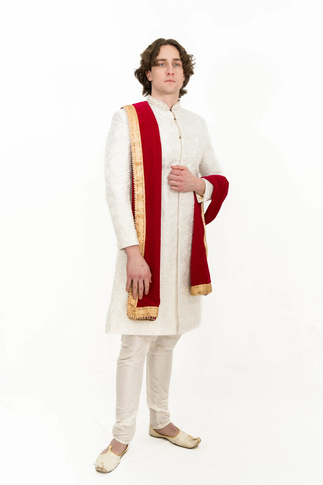 Men Shawl-Stole - Red (Outside Ontario) - MyEthnikRentals