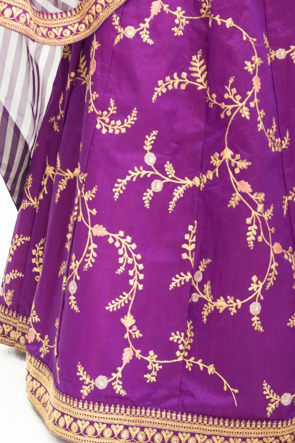 Purple Intricate Gold Lehenga (Outside Ontario) - MyEthnikRentals