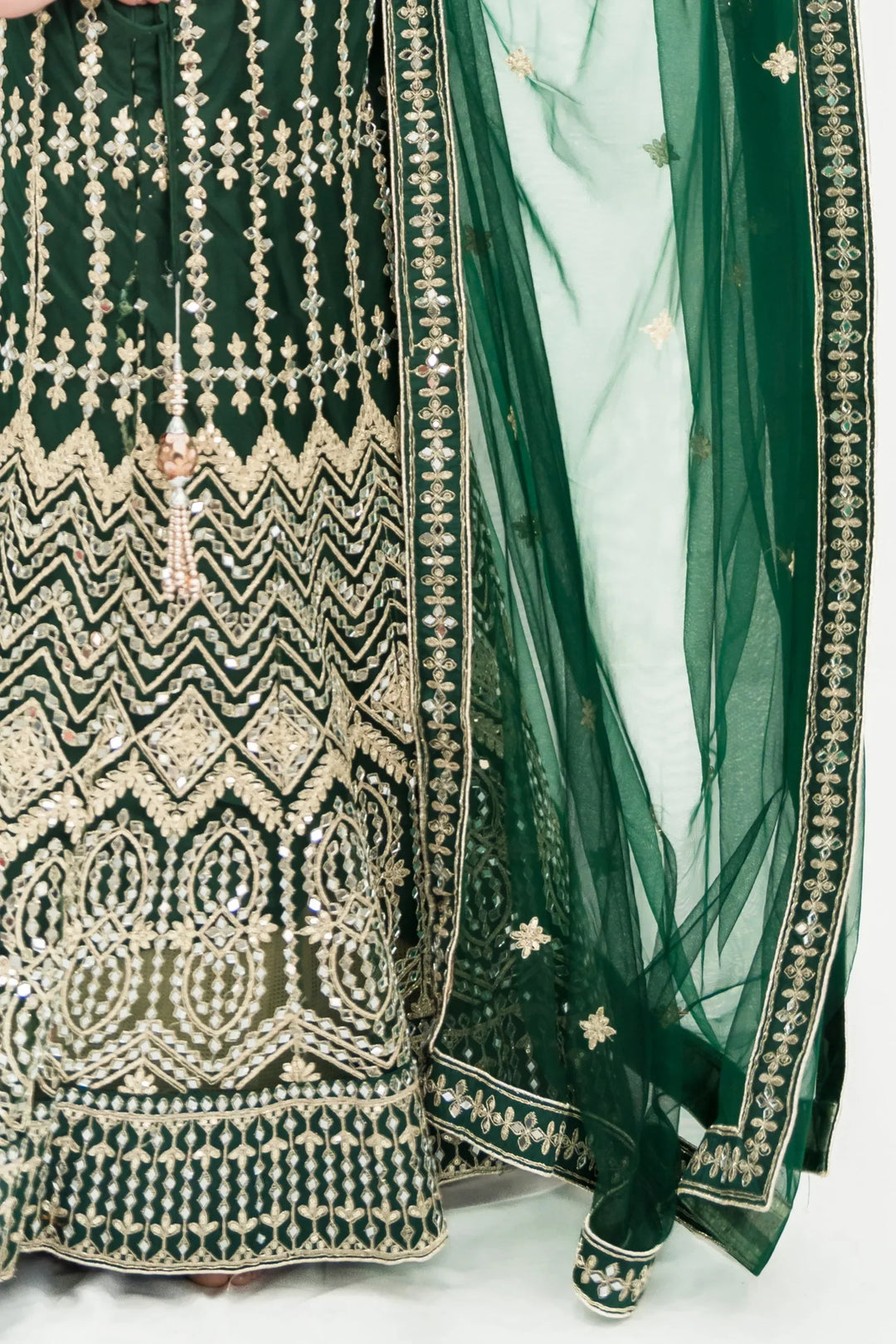 Deep Green Mirror Lehenga (Outside Ontario) - MyEthnikRentals