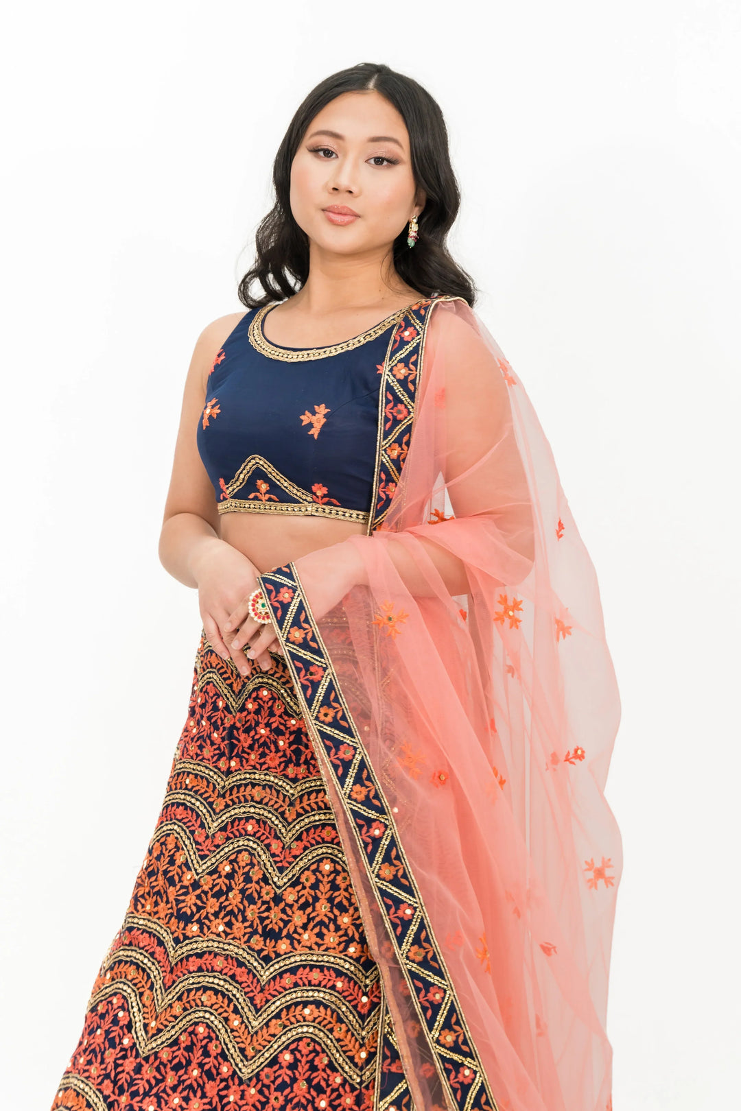 Multicolor Navy Blue Lehenga (Outside Ontario) - MyEthnikRentals