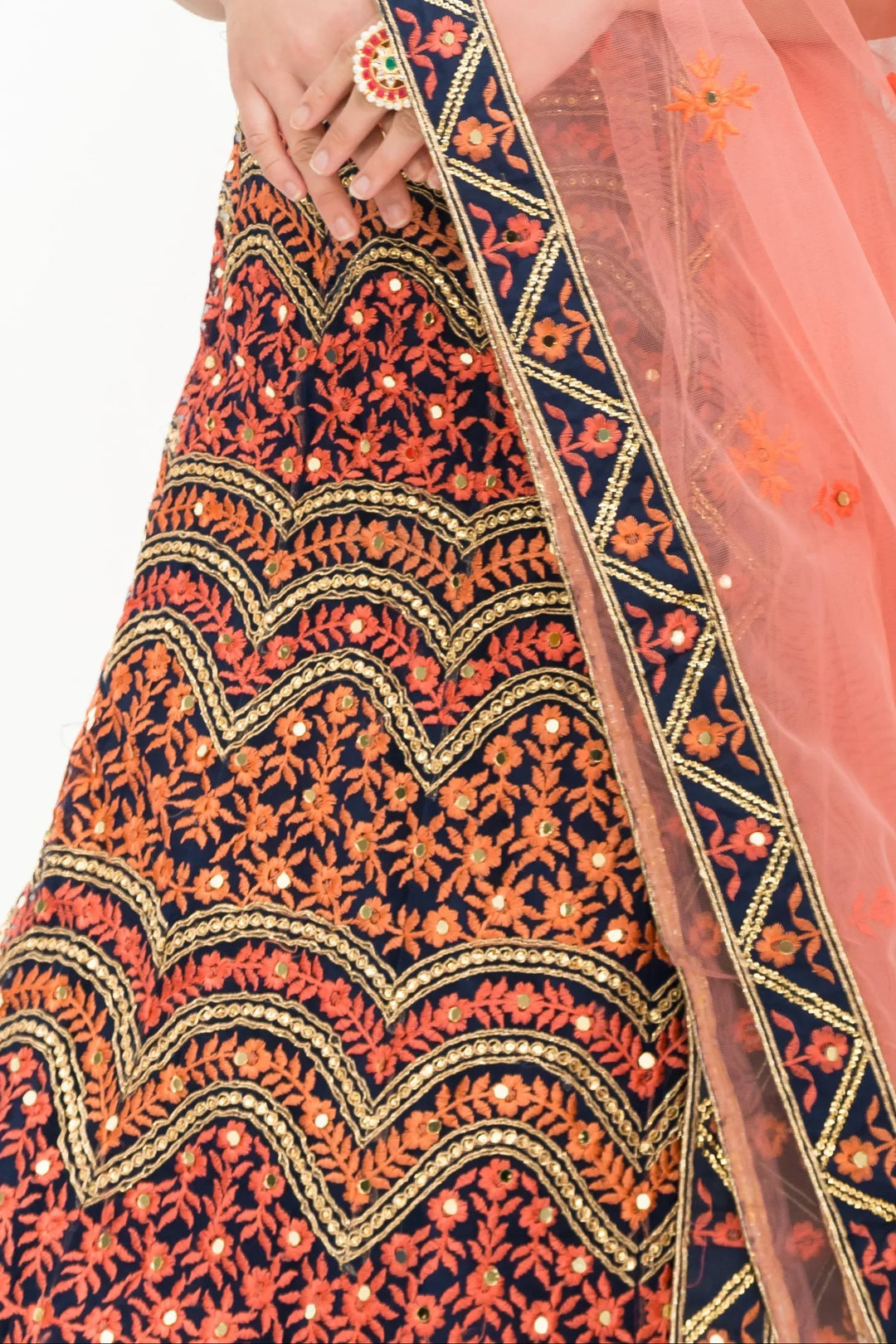 Multicolor Navy Blue Lehenga (Outside Ontario) - MyEthnikRentals