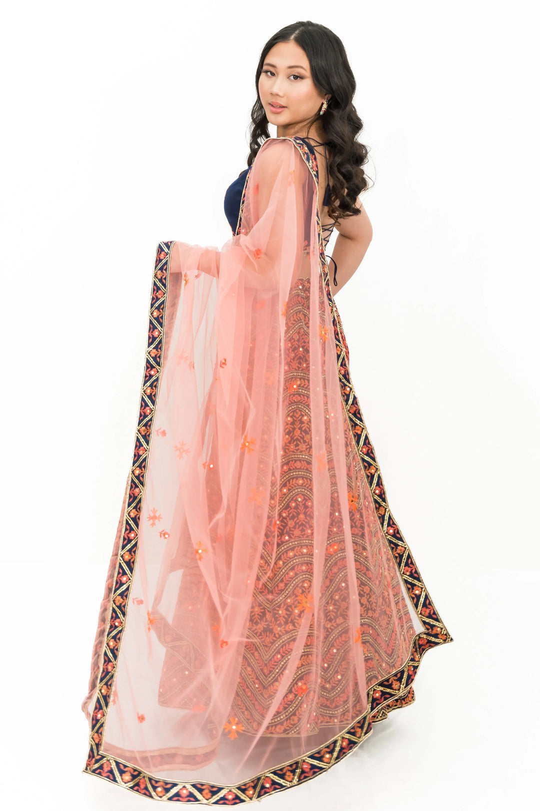 Multicolor Navy Blue Lehenga (Outside Ontario) - MyEthnikRentals
