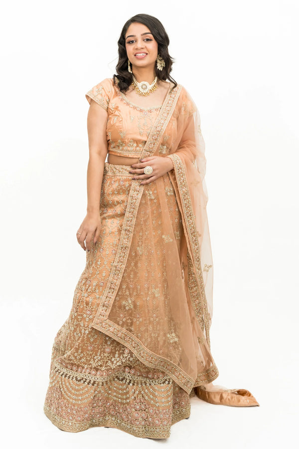 Blingy Peachy Glow Lehenga (Outside Ontario) - MyEthnikRentals