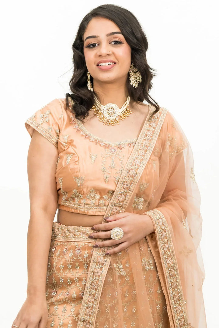 Blingy Peachy Glow Lehenga - MyEthnikRentals