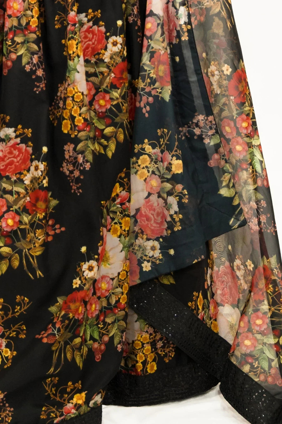 Black Floral Printed Lehenga (Outside Ontario) - MyEthnikRentals