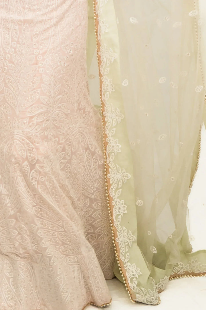 Baby Pink Lucknowi Lehenga (Outside Ontario) - MyEthnikRentals