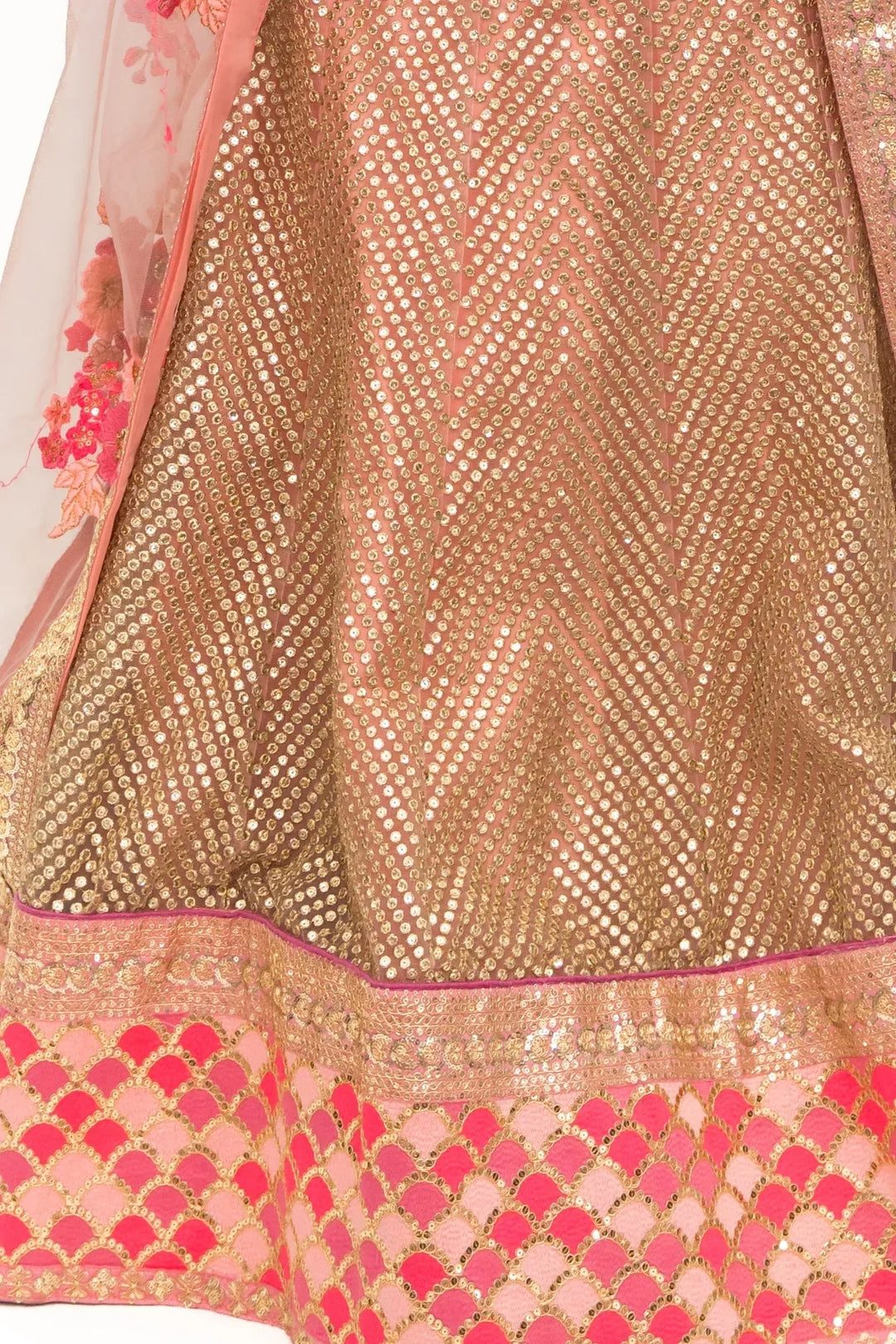 Pink Floral Embroidered Lehenga - MyEthnikRentals