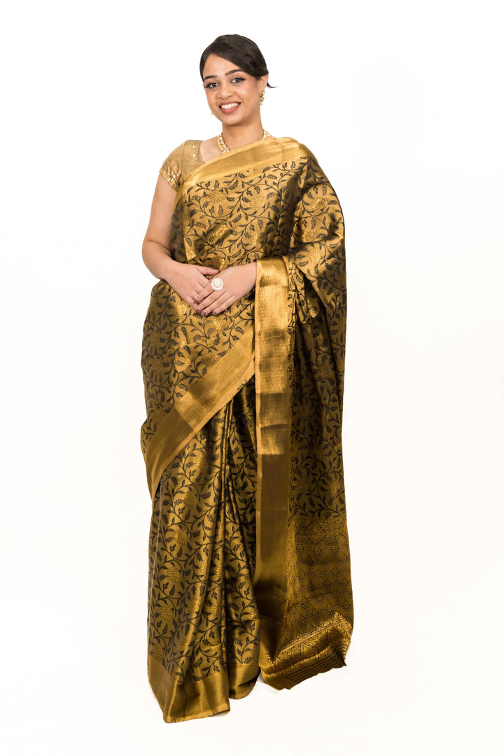 Black Gold Tissue Saree (Outside Ontario) - MyEthnikRentals
