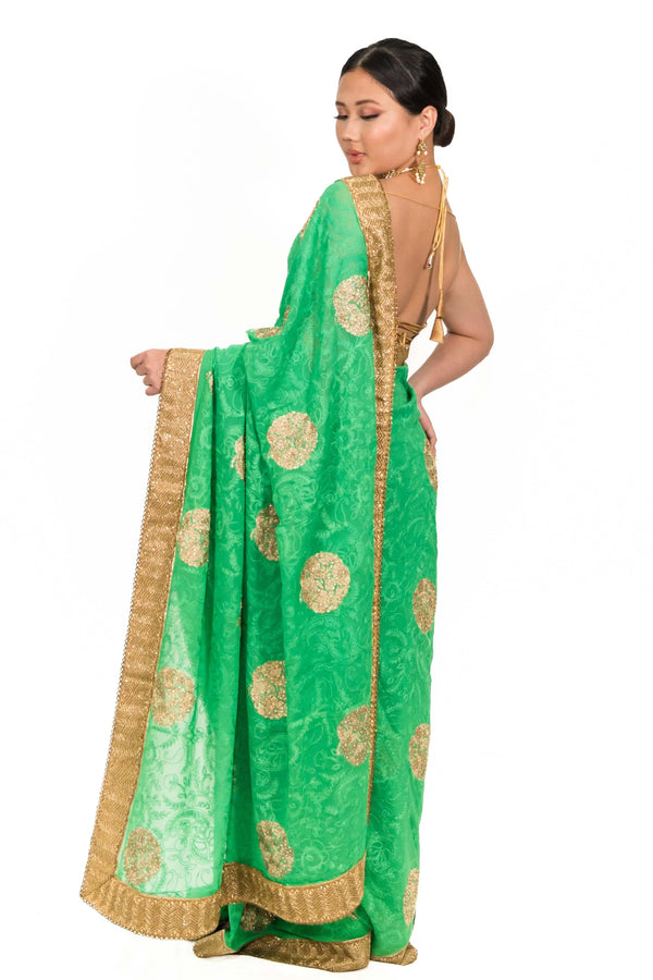 Sage Green Embroidery Saree (Outside Ontario) - MyEthnikRentals
