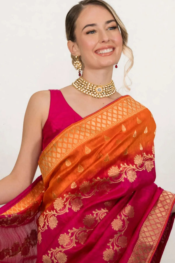 Deep Fuchsia Pink Saree (Outside Ontario) - MyEthnikRentals
