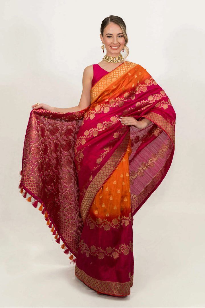 Deep Fuchsia Pink Saree (Outside Ontario) - MyEthnikRentals