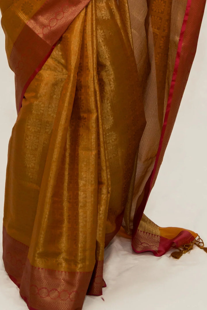 Golden Tissue Banarasi Saree - MyEthnikRentals