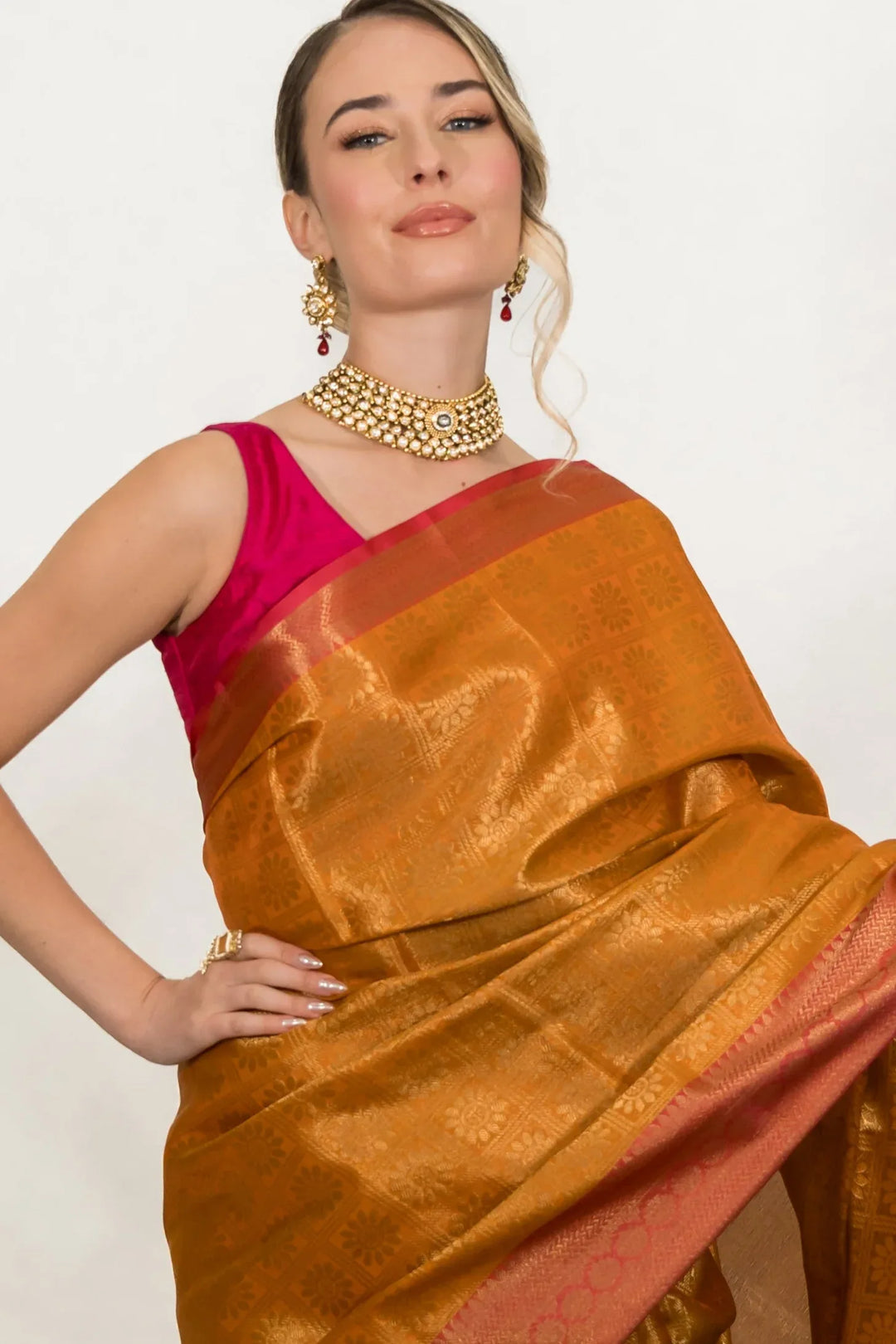 Golden Tissue Banarasi Saree - MyEthnikRentals