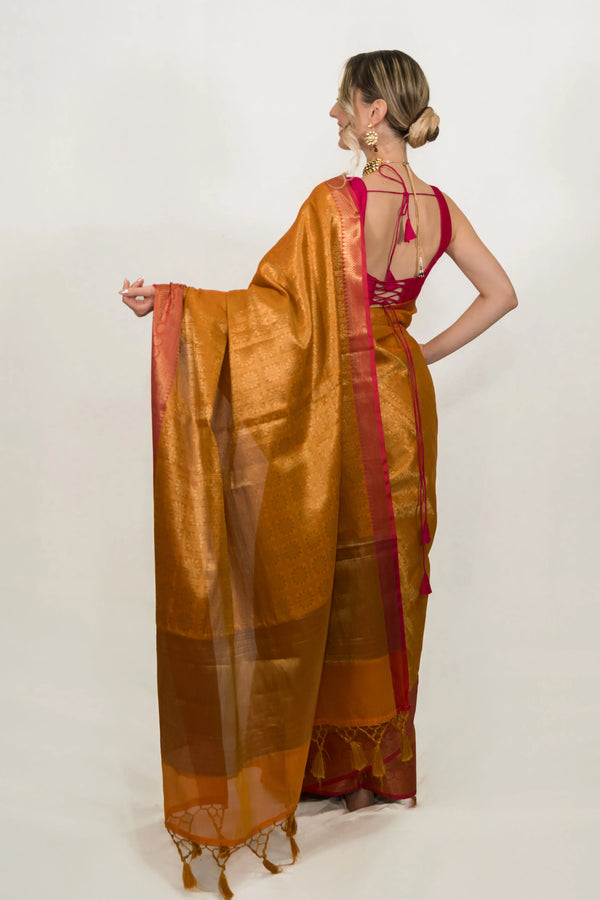 Golden Tissue Banarasi Saree - MyEthnikRentals