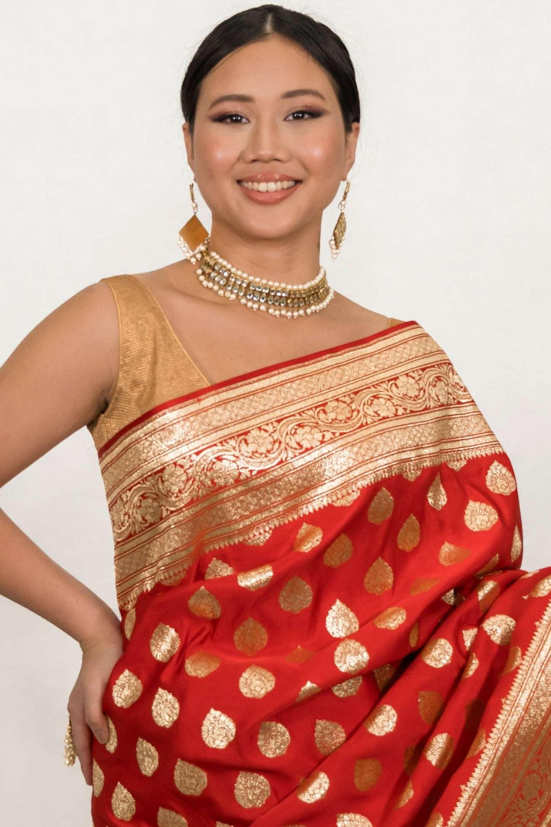 Red Bridal Hand Saree (Outside Ontario) - MyEthnikRentals