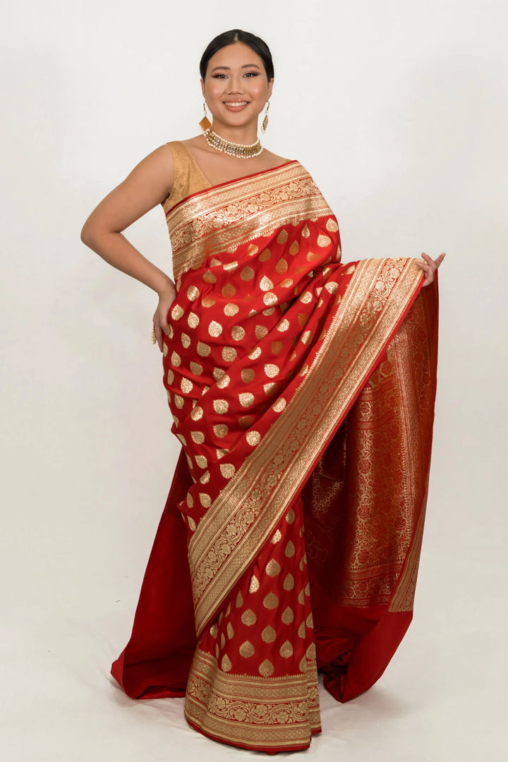 Red Bridal Hand Saree - MyEthnikRentals