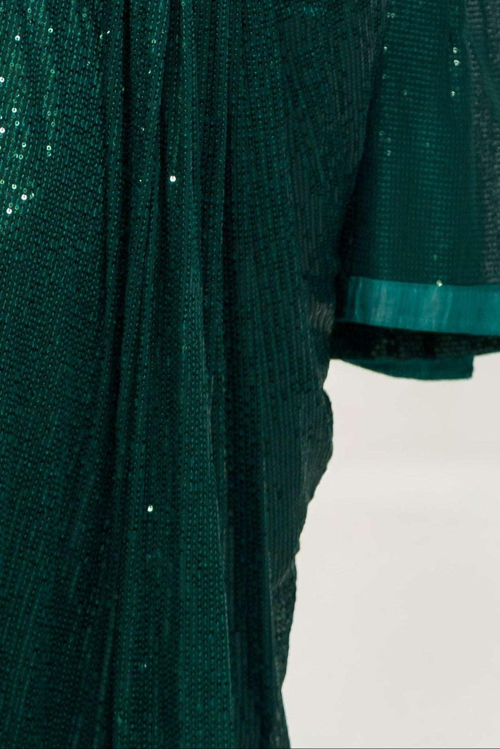 Embroidered Sequins Green Saree (Outside Ontario) - MyEthnikRentals