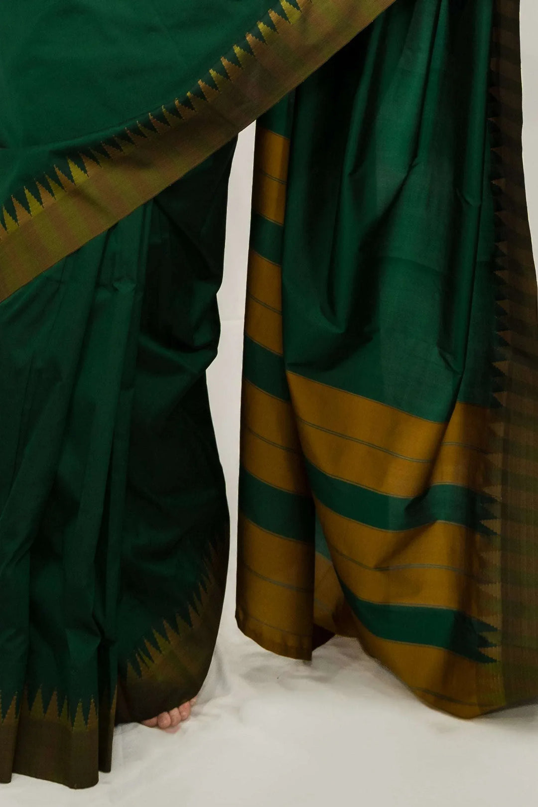 Forest Green Striped Saree (Outside Ontario) - MyEthnikRentals