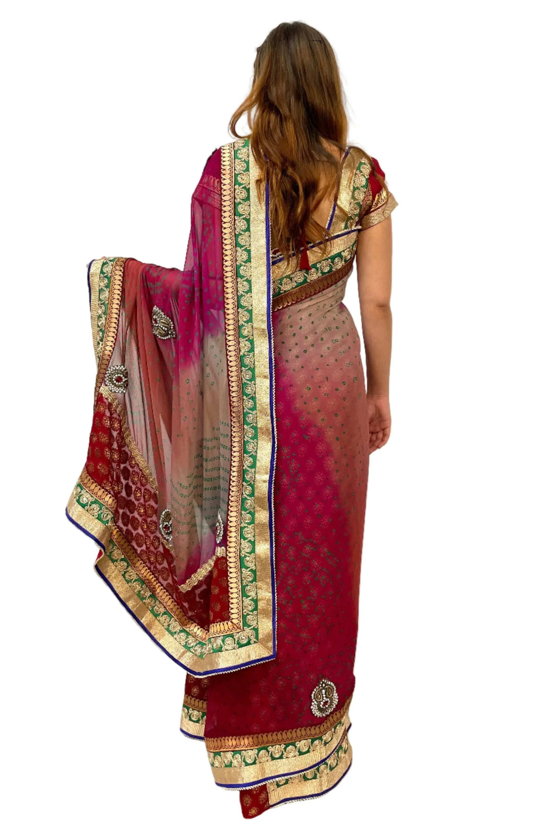 Red Jaipuri Heavy Saree (Outside Ontario) - MyEthnikRentals