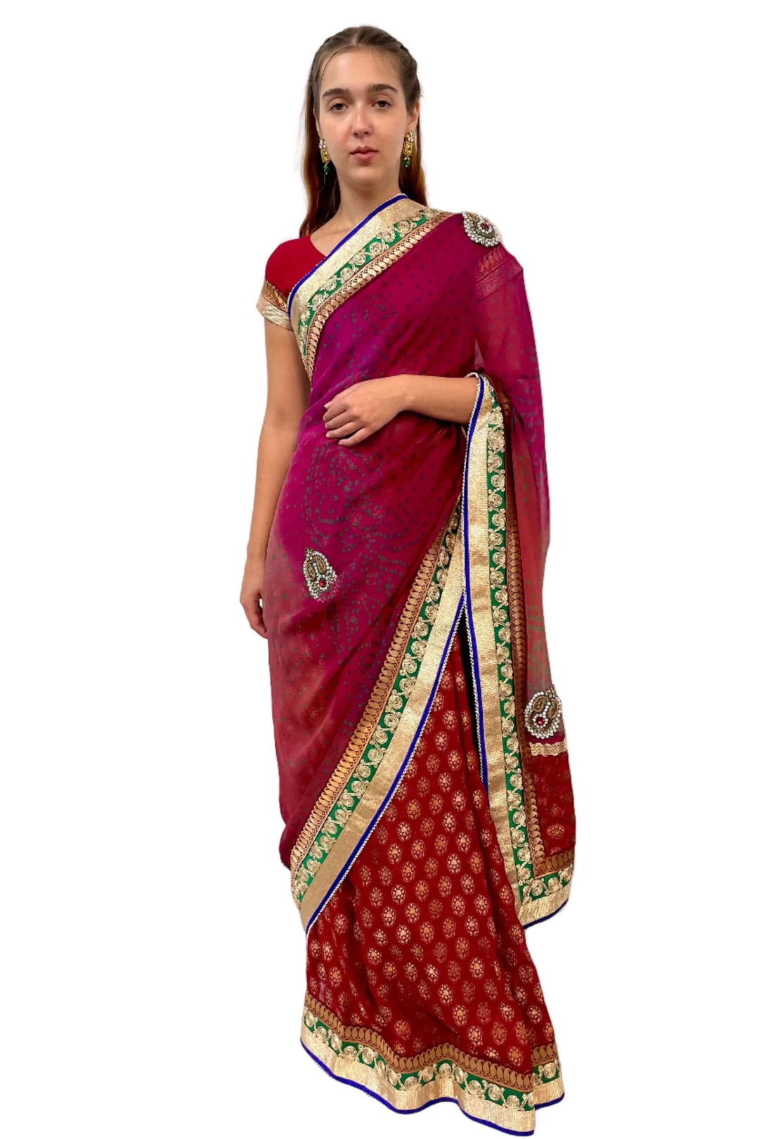 Red Jaipuri Heavy Saree (Outside Ontario) - MyEthnikRentals