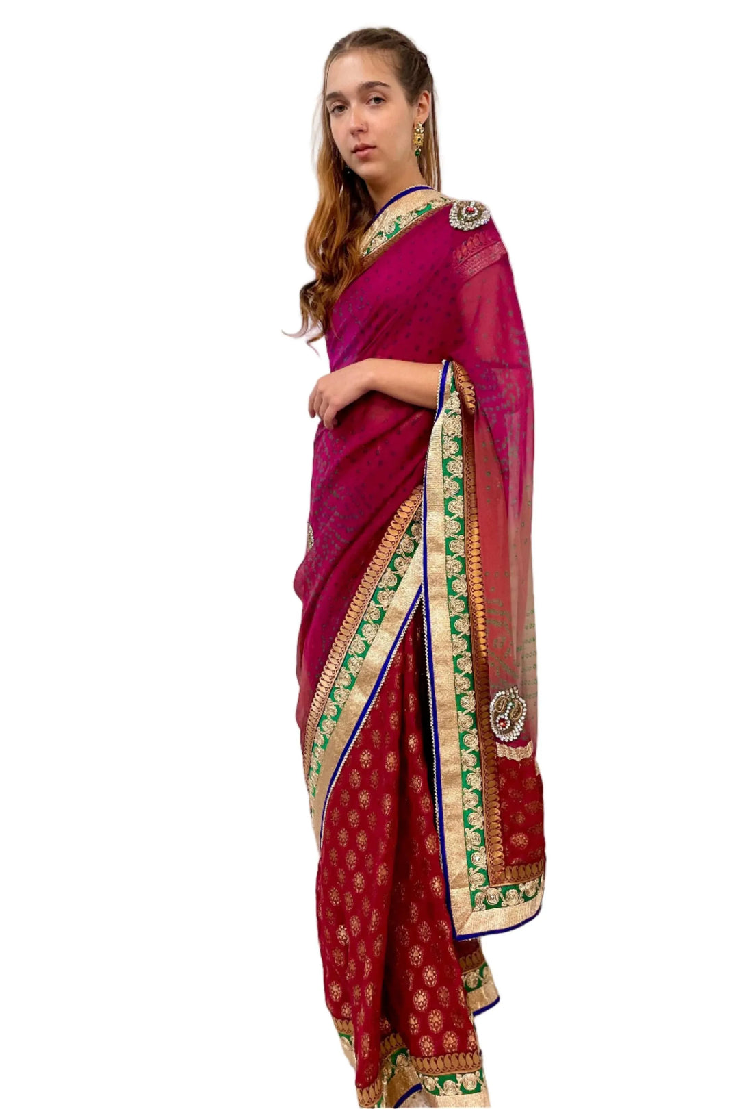 Red Jaipuri Heavy Saree (Outside Ontario) - MyEthnikRentals