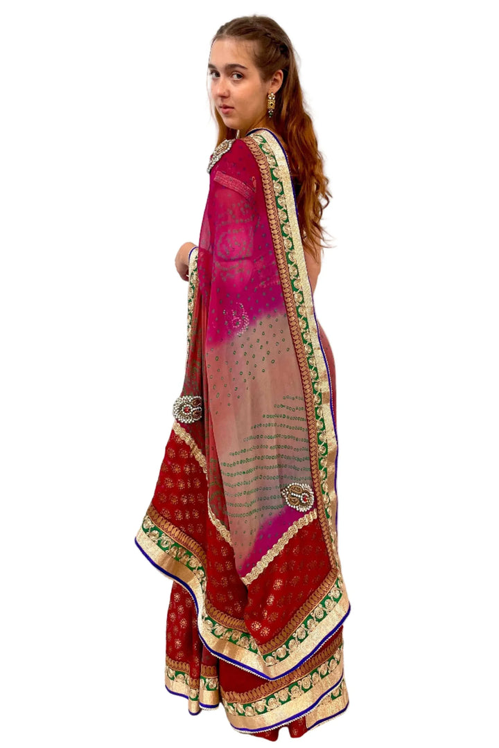 Red Jaipuri Heavy Saree (Outside Ontario) - MyEthnikRentals