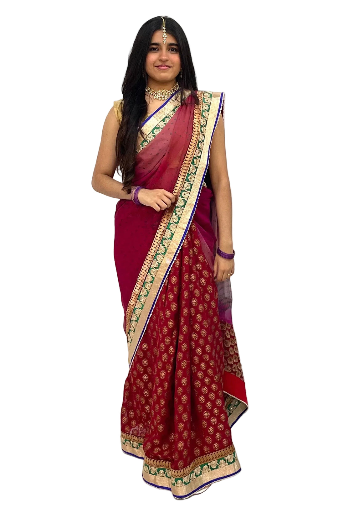 Red Jaipuri Heavy Saree (Outside Ontario) - MyEthnikRentals