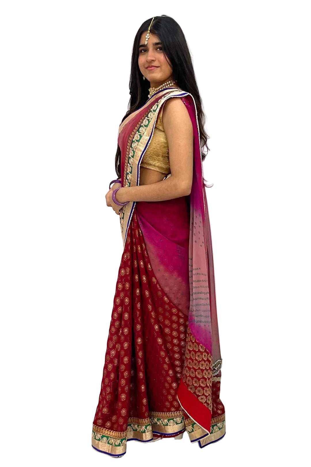 Red Jaipuri Heavy Saree (Outside Ontario) - MyEthnikRentals