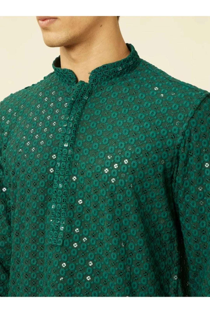 Emerald Mirror Embroidered Kurta (Outside Ontario) - MyEthnikRentals