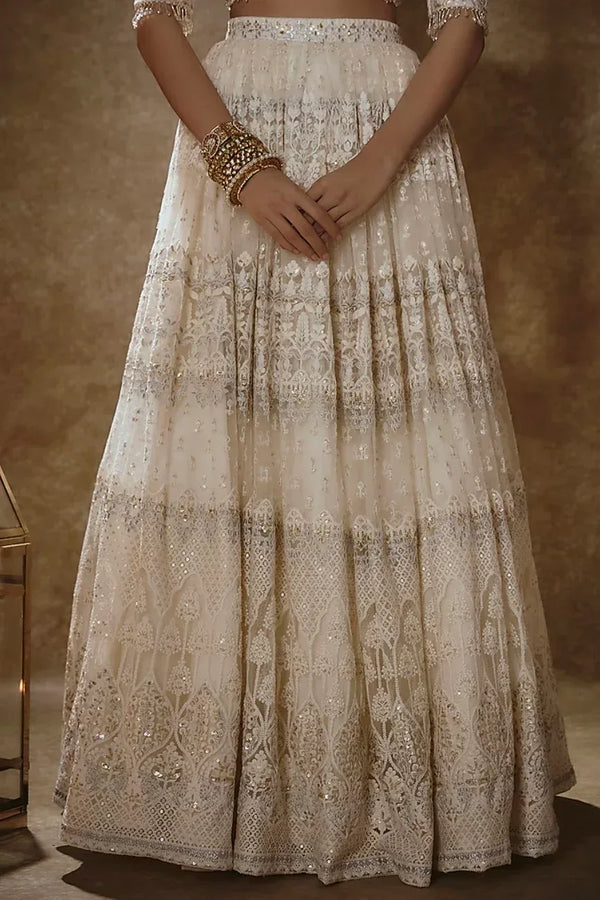 Porcelain White Dori Lehenga (Outside Ontario) - MyEthnikRentals