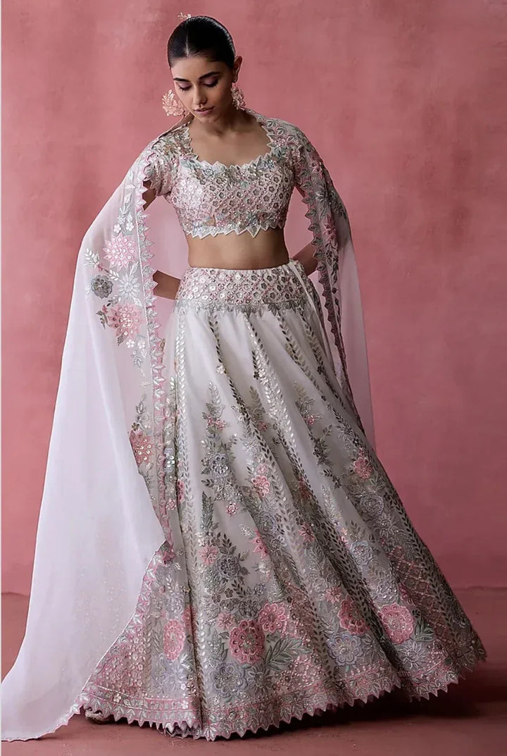 White Organza Gota Lehenga - MyEthnikRentals