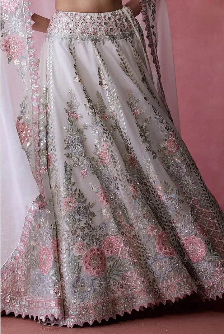 White Organza Gota Lehenga - MyEthnikRentals