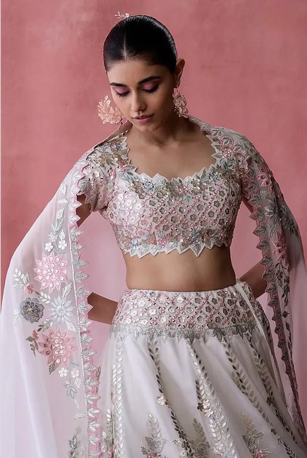 White Organza Gota Lehenga (Outside Ontario) - MyEthnikRentals